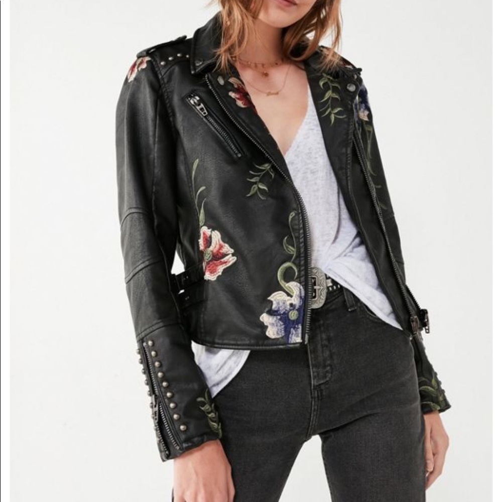 Blanknyc Vegan Leather Embroidered Leather Jacket